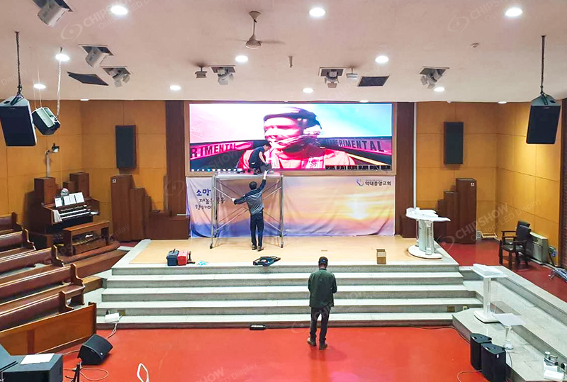 Interior P2.5 high brush LED display screen project for a church in South Korea