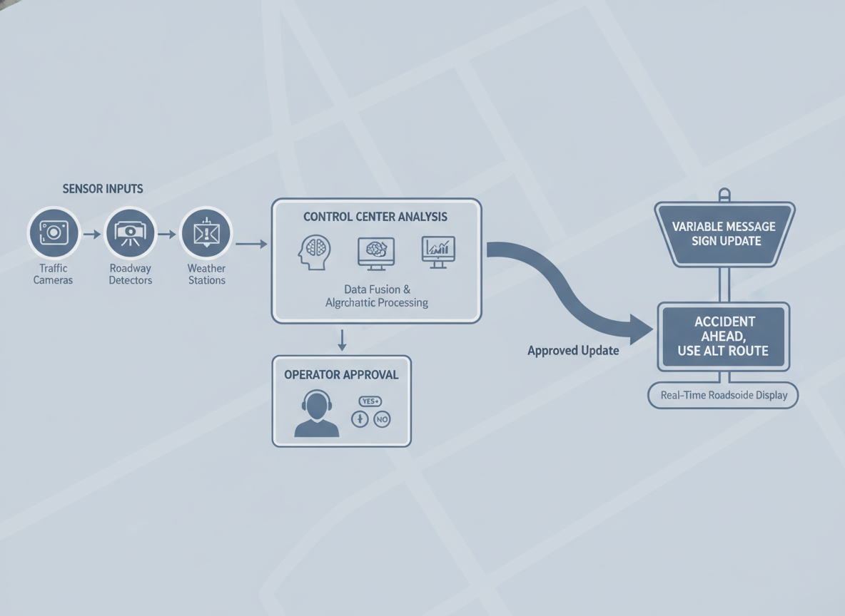 Sensor-to-sign workflow for connected VMS