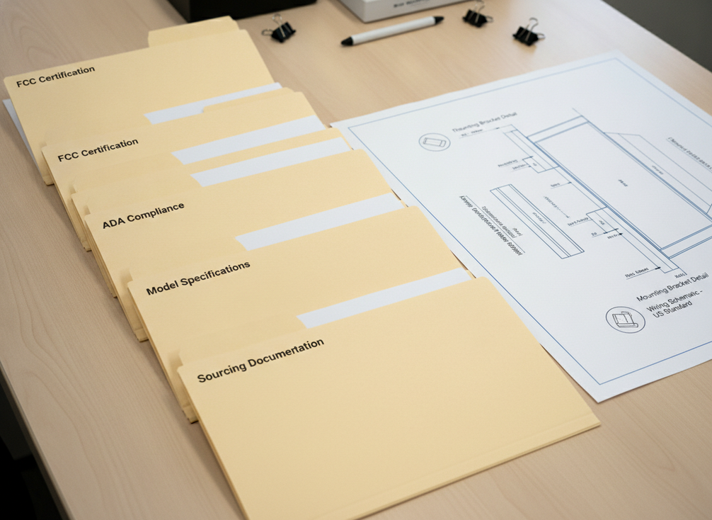 Vendor compliance packet review for a control room LED wall