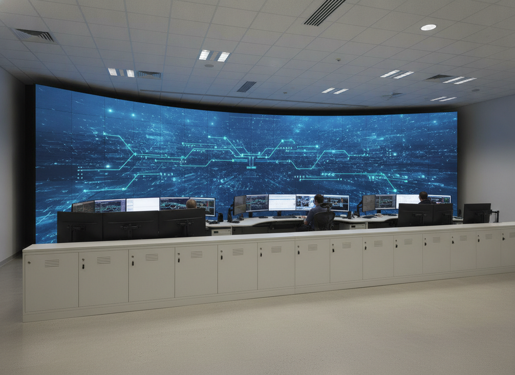 Cover image: modern indoor LED video wall in a control-room setting with clean, even brightness and visible service access