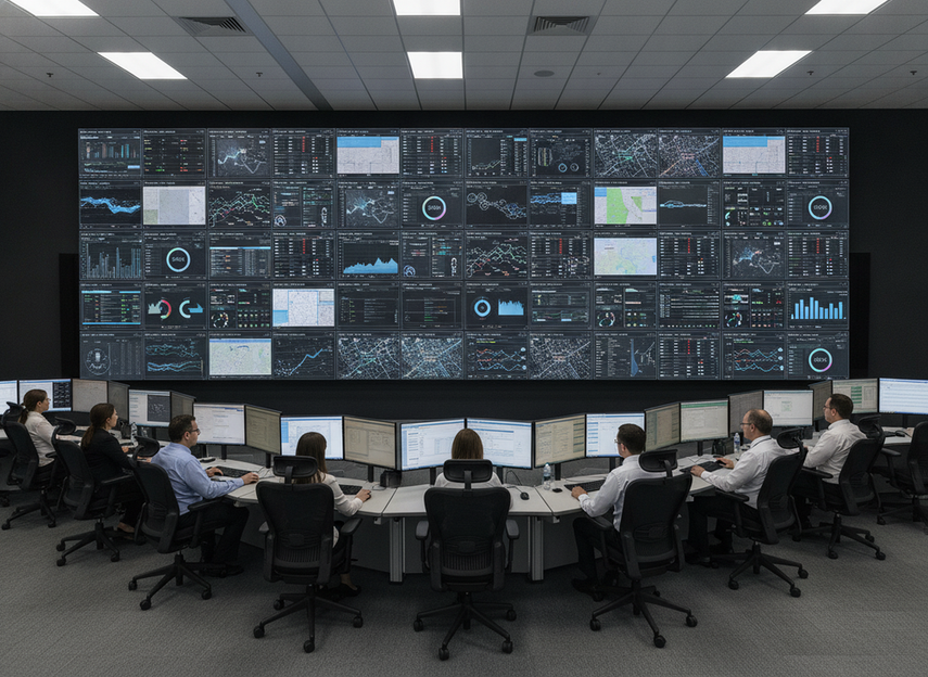 A COB LED video wall in a mission-critical control room