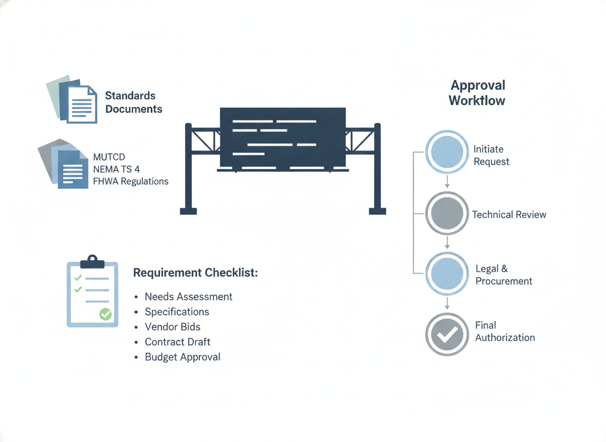 Highway variable message sign checklist with standards and approval steps