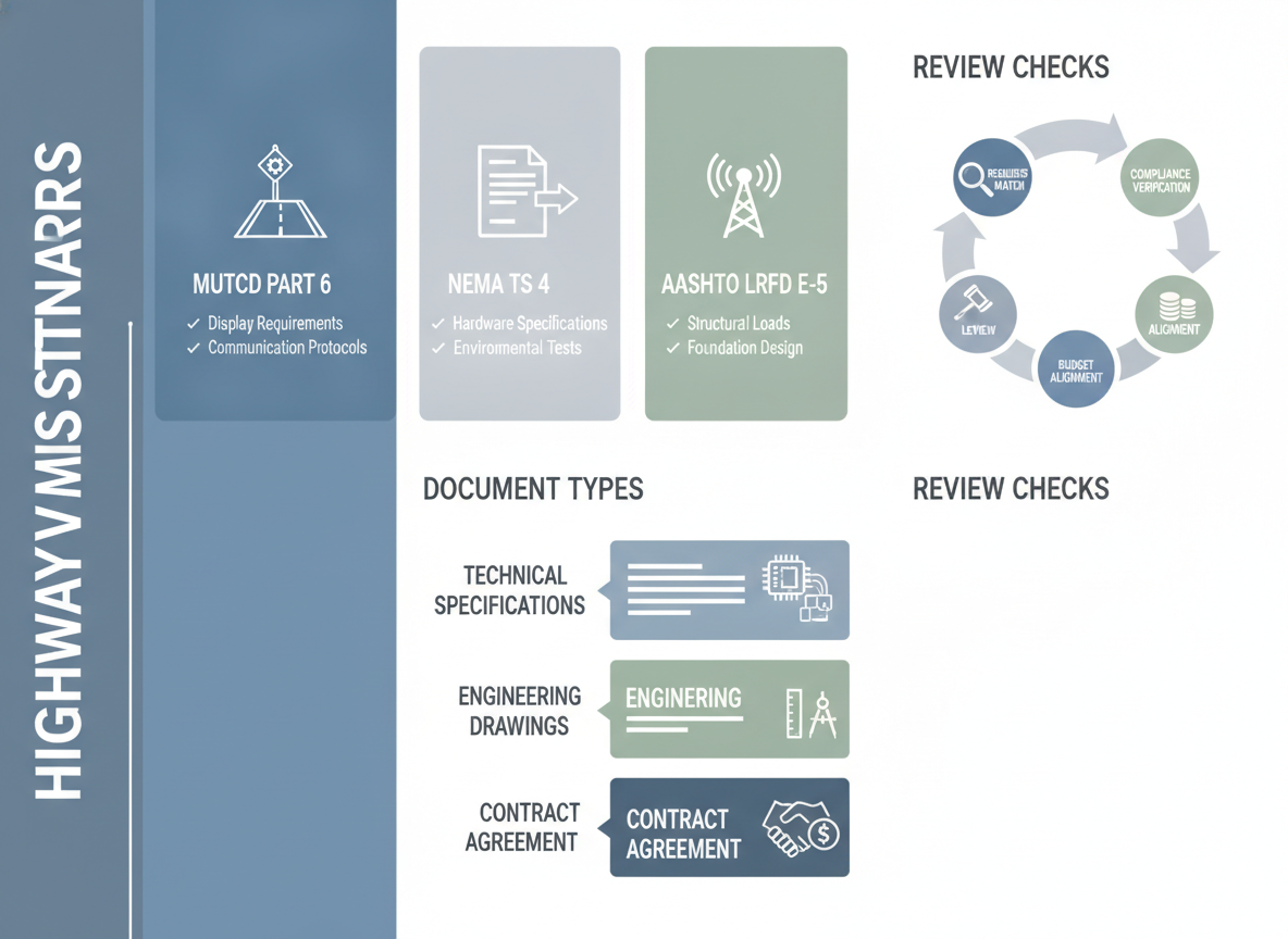 Comparison matrix for highway VMS standards and bid documents