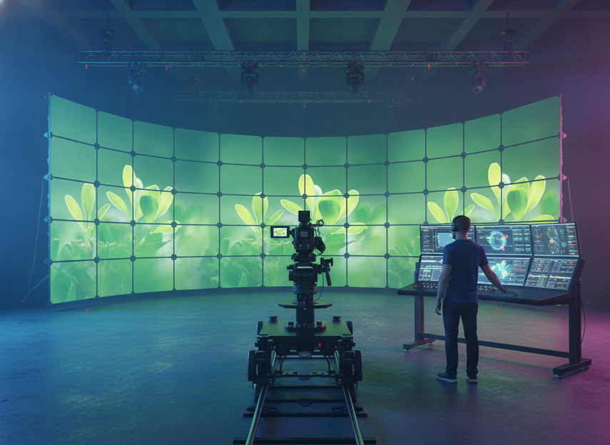 XR LED wall calibration workflow on a virtual production stage with camera alignment and timing checks