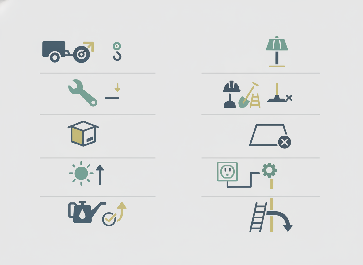 Comparison table concept for mobile solar trailer VMS and fixed installation cost drivers.