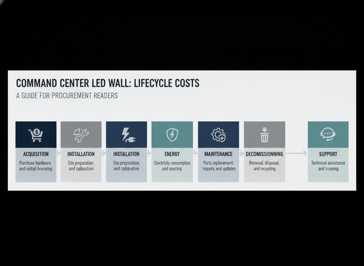 Lifecycle cost buckets for a COB LED command center wall