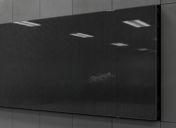 Protected COB LED module surface in a control room display wall