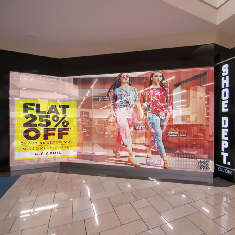 transparent led screen shopping mall atrium