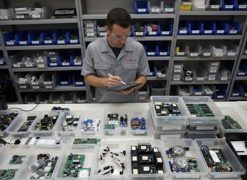 Spare parts planning for an outdoor LED network with labeled-free replacement components organized for fast service response