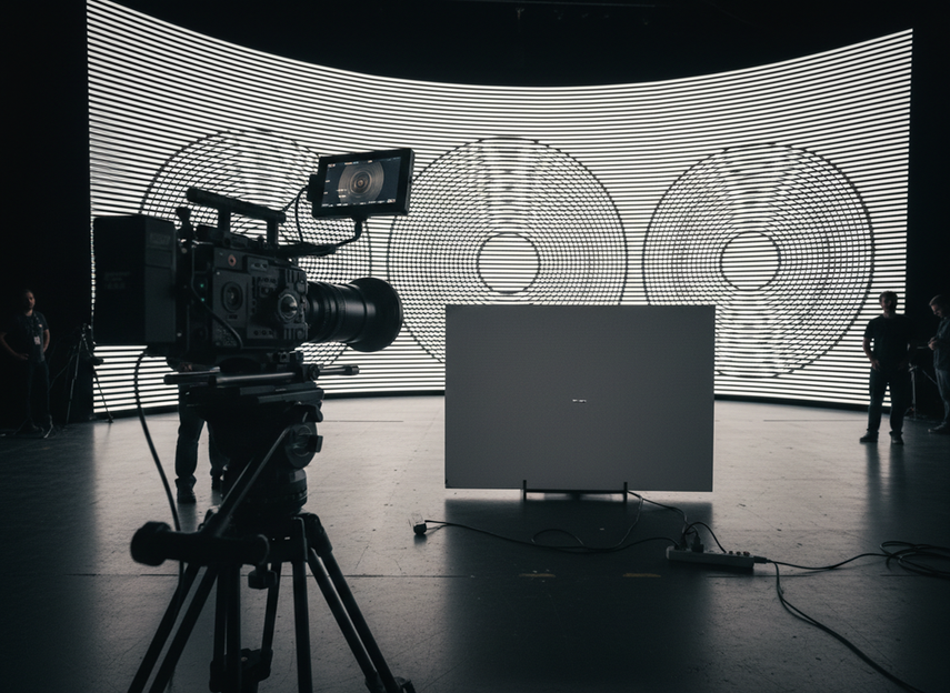 Pixel Pitch and Refresh Rate Rules for Camera-Safe XR LED Volumes supporting image