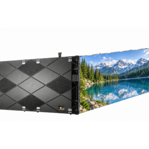 C-Pad-M cabinet visualization with simulated mountain and lake screen content.
